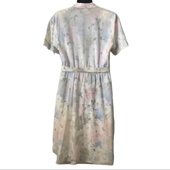 Vintage Women’s Pastel Blue Pink and Green Shirtwaist Dress Size - Picture 12 of 12